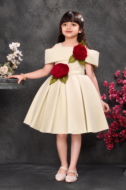 Dreamy Rose Party Frock Cream