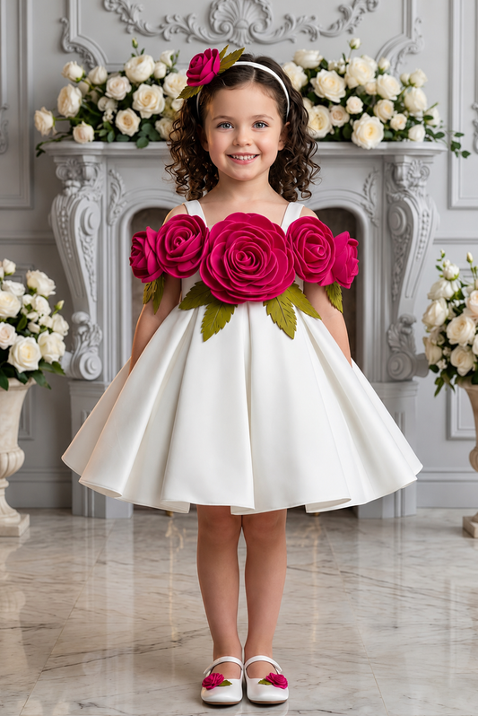 Rose Princess Party Frock White