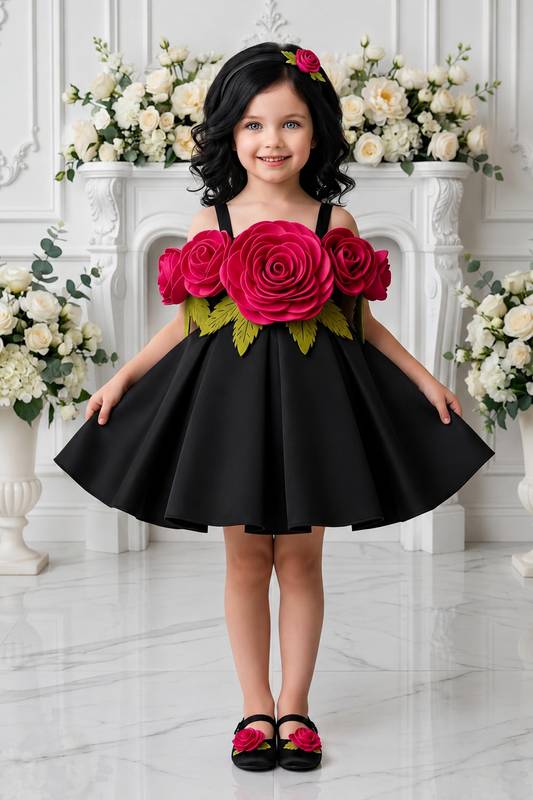 Rose Princess Party Frock Black